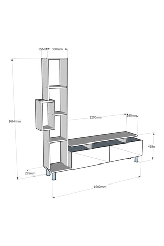 Composition murale Tulip - Imitation bois et blanc