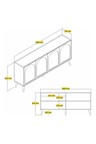 Buffet 4 portes Lyon 81 - 180 x 81 x 35 cm