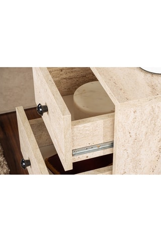 Table de chevet 2 tiroirs Glimmer - Ecru et doré