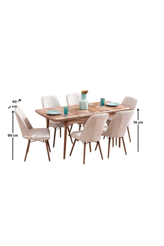Ensemble table extensible à manger et chaises - 7 pièces