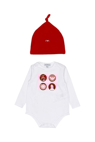 Bonnet et body - Rouge et blanc