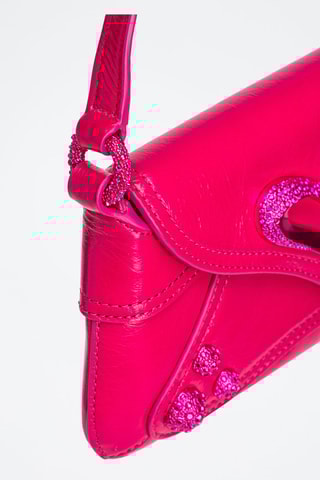 Sac porté épaule en cuir - Fuchsia