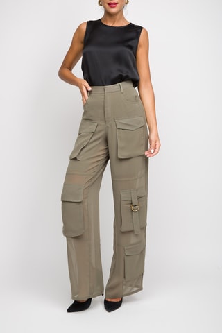 Pantalon taille haute - Kaki