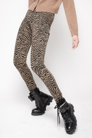 Pantalon taille haute - Noir et camel