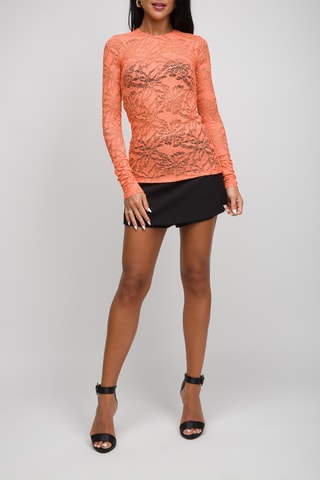 Top en dentelle - Corail