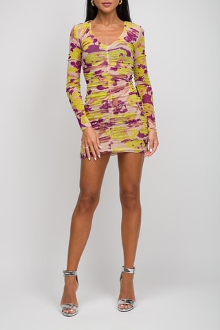 Robe fourreau - Beige et vert