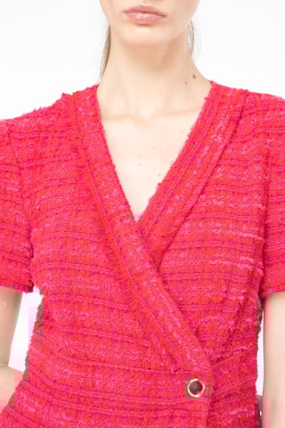 Robe portefeuille en tweed - Fuchsia