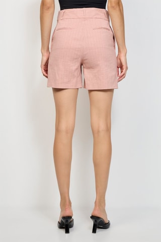 Short en lin taille haute - Rose poudré