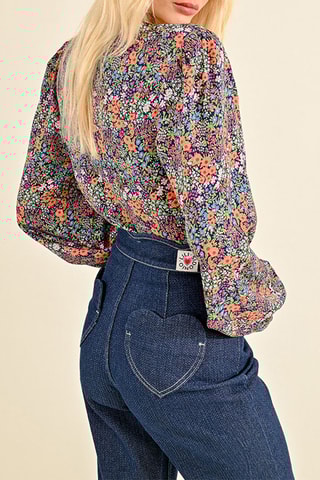 Calças de ganga 7/8 de cintura alta - Azul-escuro - Lili Sidonio