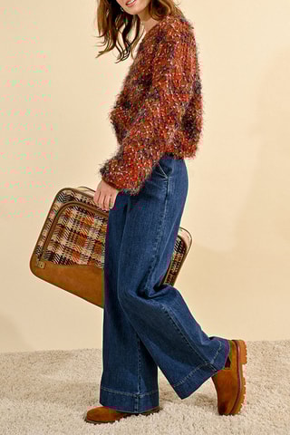 Calças de ganga wide legs - Azul-escuro - Molly Bracken