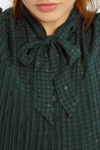 Vestido plissado - Verde-escuro - Lili Sidonio