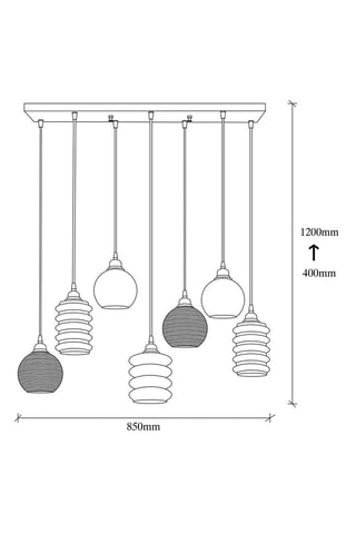 Hanglamp Smoked - Zwart - 7 x 60 W