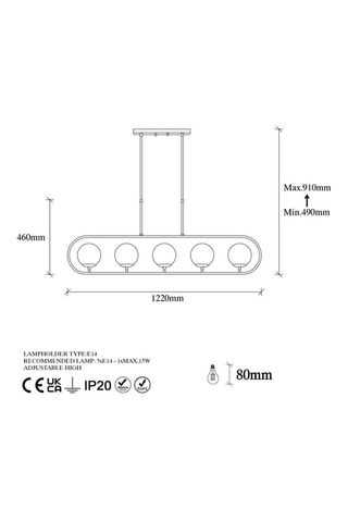 Hanglamp - Goudkleurig en Wit - 5 x 15 W