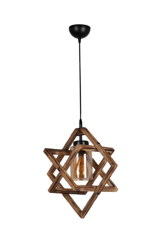 Houten Hanglamp Berlin Ahsap Tekli Sarkit Yanik - Naturel en Zwart - 60 W