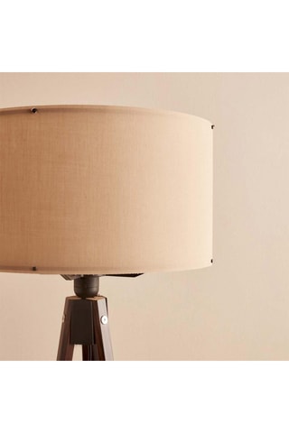 Houten Staanlamp - Naturel en Crèmekleurig - 60 W - 140 cm