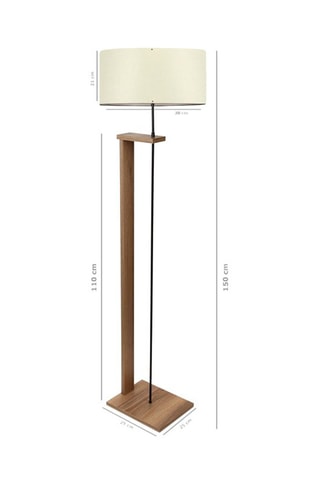 Staanlamp - Houtimitatie en beige