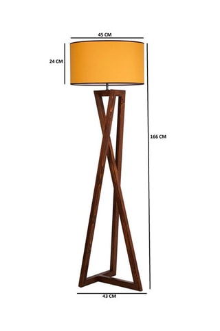 Grenenhout Staanlamp Macka - Naturel en mosterdgeel