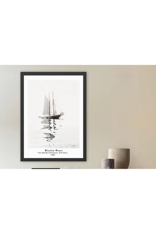Wanddecoratie "Two Masted Schooner with Dory" Winslow Homer - 35 x 45 cm