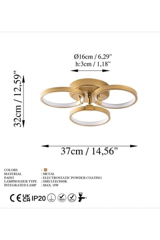 Ledplafondlamp Halka  Goudkleurig