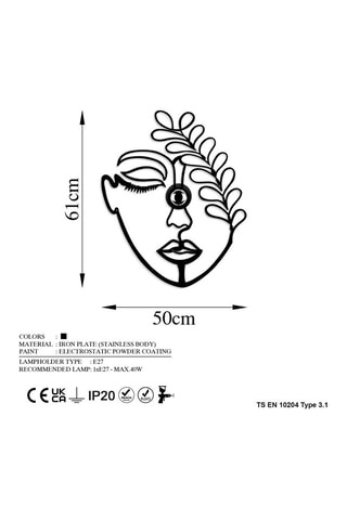 Wandlamp Flower Faced 
Zwart