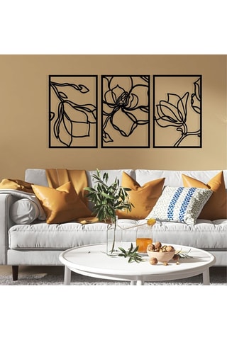 3-delige Wanddecoratie Adda - Zwart - 120 x 56,5 cm