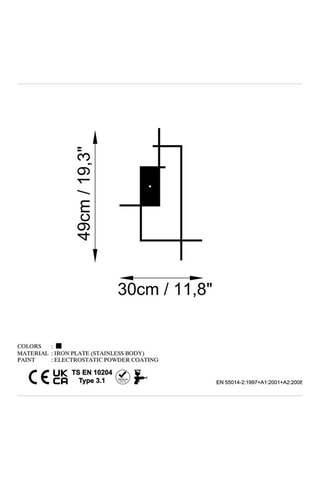 Wandklok - 49 x 30 cm - Zwart