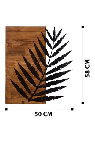 Wanddecoratie Leaf - Zwart en Naturel - 50 x 58 cm