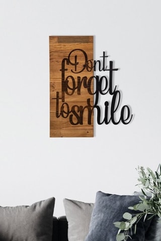 Wanddecoratie Dont Forget To Smile - Zwart en Naturel