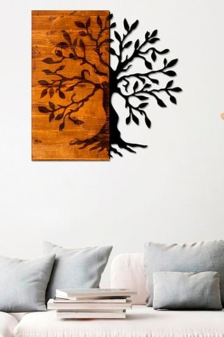 Houten Wanddecoratie Agac - 58 x 58 cm - Naturel en Zwart