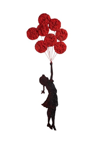 Decorazione da parete “Girl with Balloon” di Bansky - 100 x 34 cm - Nero e rosso