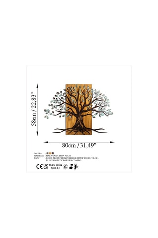 Houten Wanddecoratie Willow - 80 x 58 cm - Naturel en Zwart