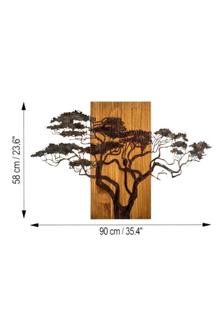 Houten Wanddecoratie Acacia Tree - 90 x 58 x 3 cm - Naturel en Zwart