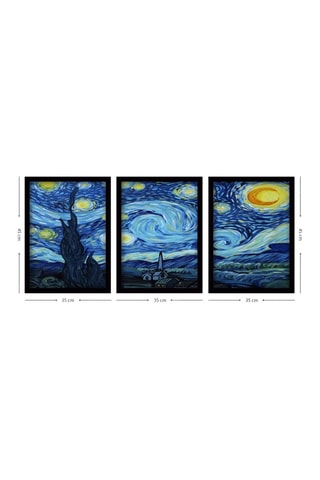 Trittico "La notte stellata" Vincent Van Gogh - 35 x 45 cm