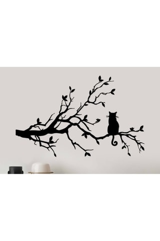 Wanddecoratie Cat 12 -  80 x 50 cm - Zwart
