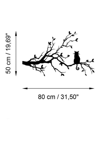 Wanddecoratie Cat 12 -  80 x 50 cm - Zwart