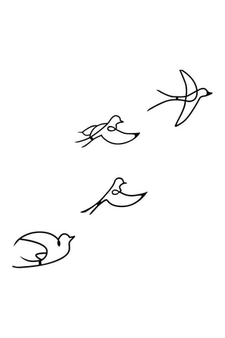 Wanddecoratie 4 oiseaux - Zwart - 30 x 16,5 cm - 29 x 16,5 cm - 29 x 14,5 cm -29 x 26 cm