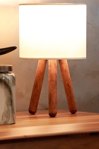 Houten Tafellamp Ayd - Bruin en Ecru - 60 W