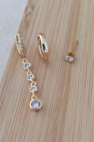 2 boucles d'oreilles et 1 puce - Zircons