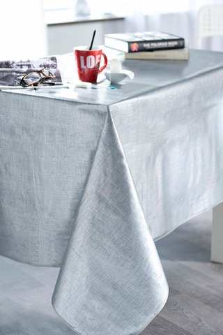 Nappe en toile cirée rectangulaire Effet Tissage - Gris