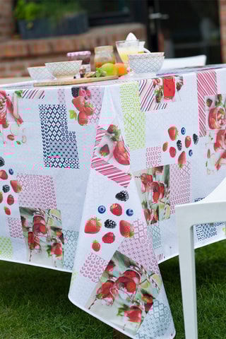 Nappe rectangulaire en toile cirée Verrine - Blanc et rouge