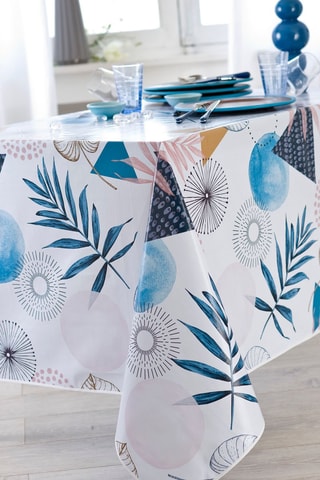 Nappe rectangulaire Palma Blanc et bleu