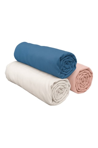 3 draps-housses en coton 57 fils/cm² - Bleu et rose