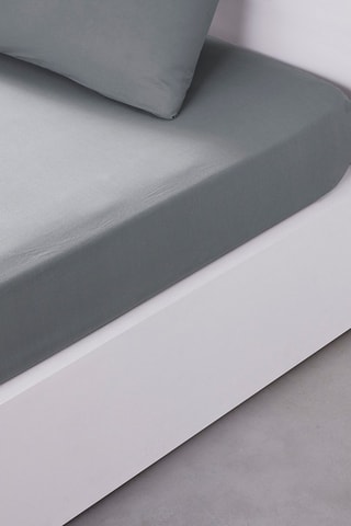 Drap-housse en coton 78 fils/cm² - Acier - Bonnet 30 cm