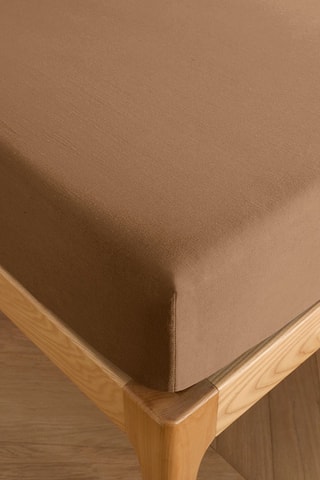 Drap-housse en coton 57 fils/cm² - Taupe