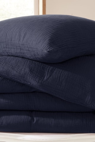 Taie d'oreiller en gaze de coton 57 fils/cm² Noah - Bleu nuit