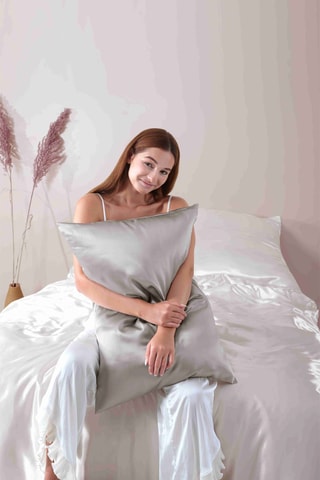 Taie d'oreiller en soie - Argenté