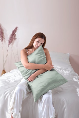 Taie d'oreiller en soie - Sauge