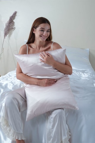 Taie d'oreiller en soie - Rose