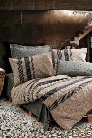 Parure de lit en coton 57 fils/cm² Arlo - Marron et noir