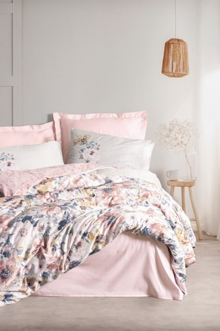 Parure de couette en satin de coton - Rose